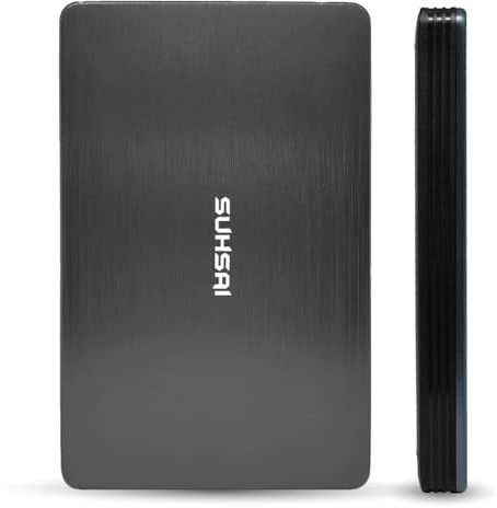 SUHSAI Disque Dur Externe USB 3.0 500 Go, léger pour la Sauvegarde et Le Stockage des données, Disque Dur Portable, avec Stockage étendu pour Ordinateur Portable, PC, Mac et Ordinateur de Bureau-Gris