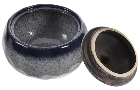 LIGIGWASH Olla de Cerámica Japonesa con Tapa para Estofados Individuales Textura Piedra Esmalte Refrescante para Cocinar al Baño María Cocina y Restaurante