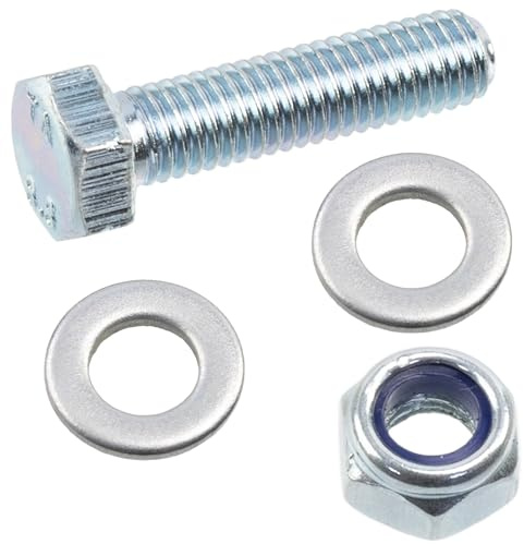 AERZETIX - Juego de 25 tornillos de cabeza hexagonal M5x20 mm + 50 arandelas + 25 tuercas hexagonales autoblocantes M5 | para bricolaje y fijación ligera | en acero