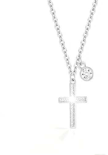 vidonio Kreuz Kette für Damen 925 Kreuz Kette Silber mit Anhänge Layered Kreuzkette Silber Damen mit Zirkonia Minimalistische Religiöse Kreuzkette für Frauen & Mädchen Weihnachten Schmuck Taufkette