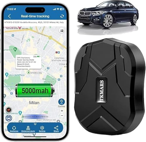 TKMARS TK905E Traceur GPS 4G avec Carte SIM Intégrée, 5000mAh 90 Jours de Veille, Étanche IP65 Anti-Vol, Geo-Fence Alerte, Suivi en Temps Réel Via App, pour Auto/Camion/Moto/Bateau/Flotte
