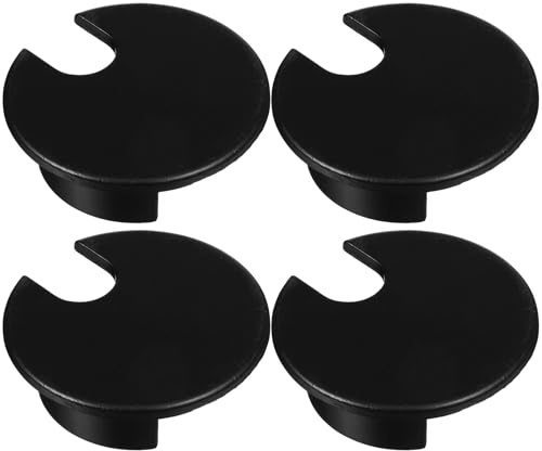 FONDOTIN Pasacables para Escritorio 35 MM Negro 4 Unidades Cubrecables Cuadrados para Organizar Cables de Ordenador y Oficina Kit de Gestión de Cables para Escritorio Accesorios para