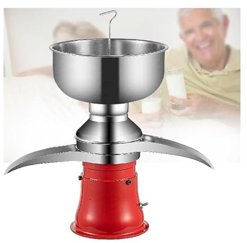 Séparateur centrifuge électrique de lait, écumeur de crème professionnel, séparateur de crème, séparateur de lait, réglable pour le lait de brebis, lait de chèvre ou autres (couleur: rouge)
