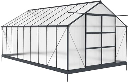 Vente-unique - Invernadero rígido Ixora - L 303cm x A 543cm x H 157cm - policarbonato - Gris Antracita