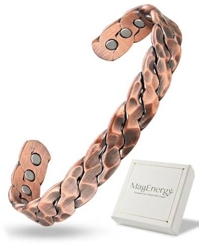MagEnergy Copper Magnetic Bracelet for Men Women – Effective Pure Copper Bracelet – Adjustable Cuff Bangles (Twisted)
