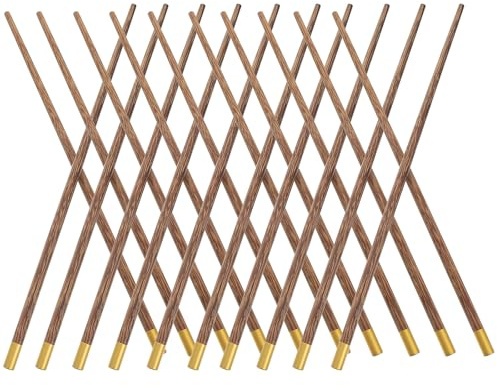 CALLARON 10 Pairs of Elegant Wood and Metal Chopsticks with Smooth Surface and Good Grasp for Daily Use and China Hot Pot Dining Accessories