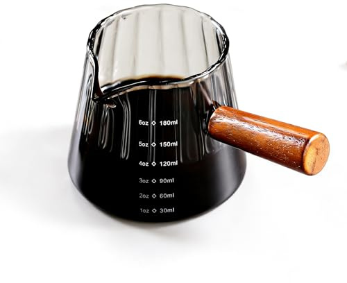 180 ml Vasos Cafe Cristal,Jicyor Tazas de Café de Vidrio con Asa,Tazas Espresso,Vaso Medidor para Café,Eorma de V para Leche Café Té,Gris