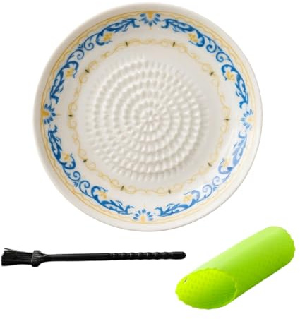 Rallador de ajo de cerámica, cuenco para tomate, rallador de tomate, pelador de aceitunas, soporte para cepillos, ayudante de cocina para triturar eficientemente, pelar con multifuncional (White2