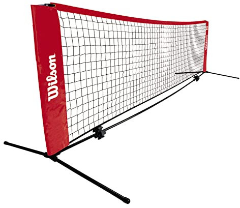 Wilson Tennisnetz Starter Ez, WRZ2571 rot-schwarz 3,2m breit und höhenverstellbar