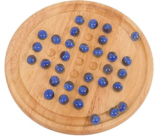 Bigjigs Toys Wooden Solitaire Marble Game, Traditional Puzzle Board