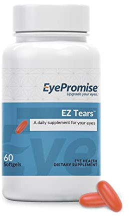 EyePromise EZ Tears Eye Vitamin - 60 Softgels, 30-Day Supply - Eye Supplement with Omega 3s, Primrose Oil & Turmeric Root Extract - Targets Eye Irritation, Dryness, Itchiness & Redness