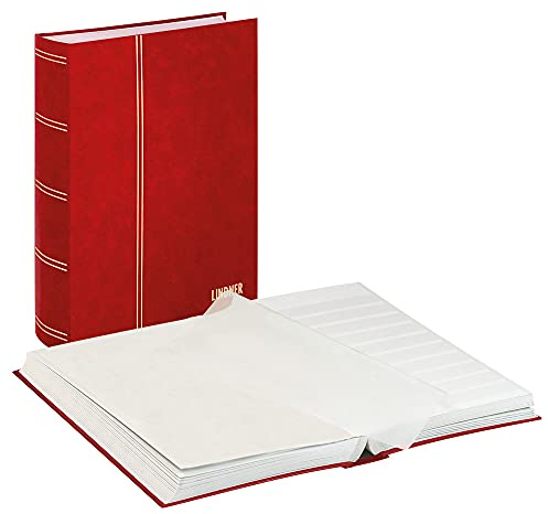 LINDNER Das Original Einsteckbuch Standard, rot, unwattiert, 64 weiße Seiten, durchgehende Pergamin-Streifen, 230 x 305 mm