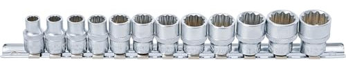 BGS 9105 | Jeu de Douilles, douze pans | 10 mm (3/8) | 8 - 19 mm | 12 pièces