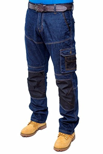 Prime Homme Pantalon de Travail Cargo armée Tactique Jeans (BLUE-008, 34W X 32L)