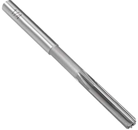 sourcing map Chucking Reamer 1/4, H7 HSS Lathe Machine Reamer 6 Straight Flutes, Round Shank Milling Cutting Tool, Reaming Drill Bit for Stainless Steel Metal Hole