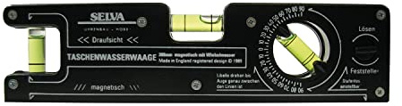 Taschenwasserwaage von Selva – Bietet mehr als herkömmliche Wasserwaagen – Mit eingebauter, magnetischer Anlegeleiste für das Arbeiten an METALL-OBERFLÄCHEN – C335992
