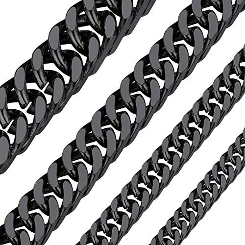ChainsHouse Gliederkette Schwarz Edelstahl Herren Halskette 5mm Miami Kette ohne Anhänger Männer Miami Glieder Halskette 55cm Panzerkette Schwarz Massiv Kubanische Kette Punk Schmuck für Geburtstag