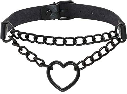 MILAKOO Choker-halsband i PU-läder, punk, cirkel/hjärta-berlock, justerbar krage, halsband för kvinnor, Läder