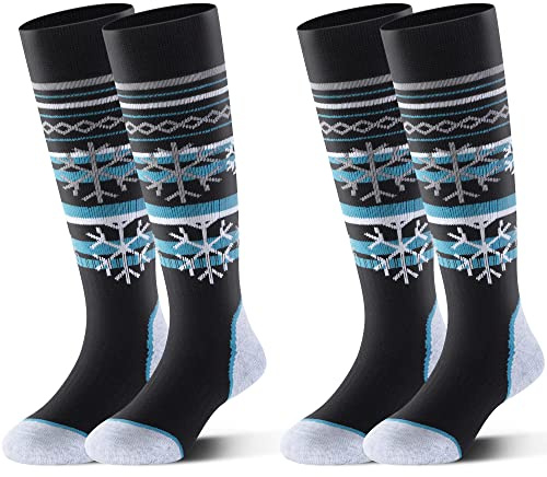 Highcamp 2 paia di calzini da sci in lana merino per bambini Bambini Ragazzo Ragazza - calzini invernali caldi da neve termica sci snowboard pattinaggio fiocco di neve, S (3-5 anni)