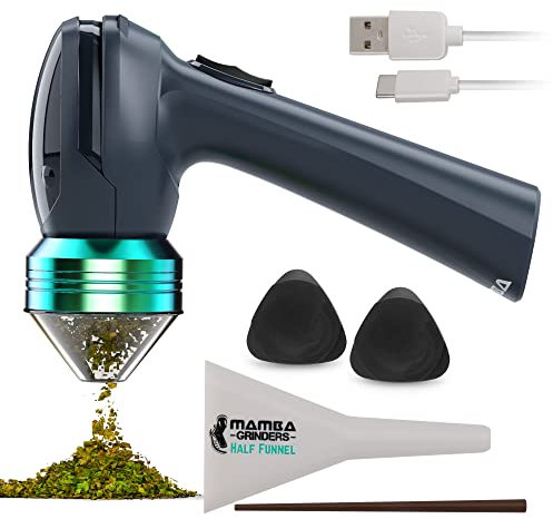 Mamba Grinder Métal Vert 1Gr. Moulin à épices électrique, broyeur à herbes, rechargeable par USB, avec aide au dosage et tête d'entonnoir pour un remplissage facile – Chargez avant utilisation