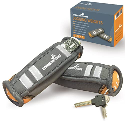 Gymnastics Power Pesi a mano per camminare, 2 libbre in morbido neoprene pesi da jogging per donna, set di manubri con cinturino riflettente