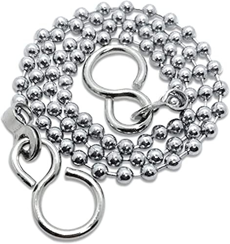 E2trade Bath Chain Ball Type with S Shaped Hook 450mm (18 Inch)- Bath Plug Chain Made of Stainless Steel with Chrome Plated Color- Sink Plug Chain for Bath