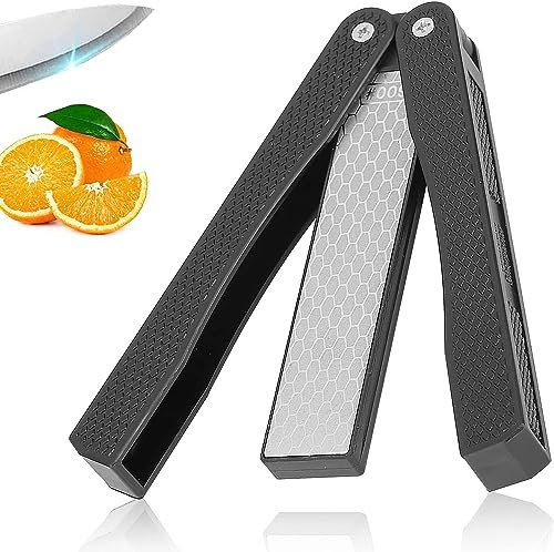 Knife Sharpener , Portable Diamond Sharpening Stone Folding Pocket Diamond Whetstone Handheld Double Sided Sharpening Stone Diamond Knife Sharpener For Outdoor Camping Kitchen Home Garden Sharpener