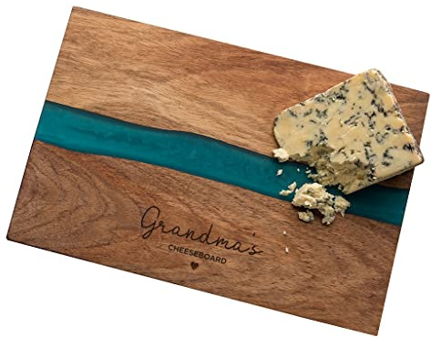 Personalised Engraved Resin River Board - Wooden Chopping Board - Unique Birthday Gifts for Grandma - Mothers Day Gift For Nan - Mum's Cheeseboard Gift