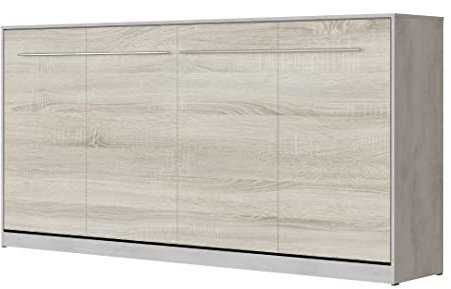 SMARTBett Schrankbett Standard 90x200 120x200 140x200 160x200 Bettschrank Wandbett Beton/Eiche Sonoma 90 Horizontal