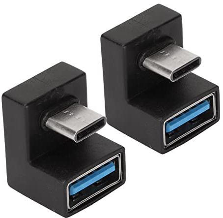 Adaptateur USB C coudé à 180 Degrés (Lot de 2), Adaptateur USB C Mâle vers USB Femelle en Forme de U, Connecteur de Transfert de Données Adaptateur coudé de Type C, Prise en Charge OTG, pour Tablette