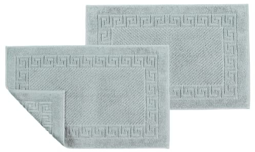 ASTREA TEXTILES Tapis de Bain pour Salle de Bain - Tapis de Sol 100% Coton - Linge de Toilette (Lot de 2) (Gris)