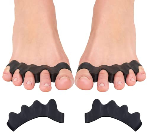 Toe Spacers(1 Pair), Gel Toe Separators to Correct Toes, Bunion Corrector for Women Men Toe Spacer Hammer Toe Straightener Toe Stretcher Big Toe Separators (Black)