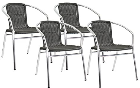 pemora 4-er Set Bistrostuhl Gartenstuhl Terrassenstuhl Kir in anthrazit