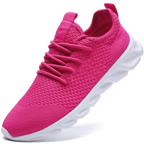 Femme Chaussures Running pour Course Sports Fitness Respirant Mesh Gym Outdoor Walking Tennis Baskets athlétique Sneakers Rose 37 EU