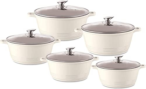 Blacstone Die-Cast Stockpot Set with Lids 5pc (Cream)