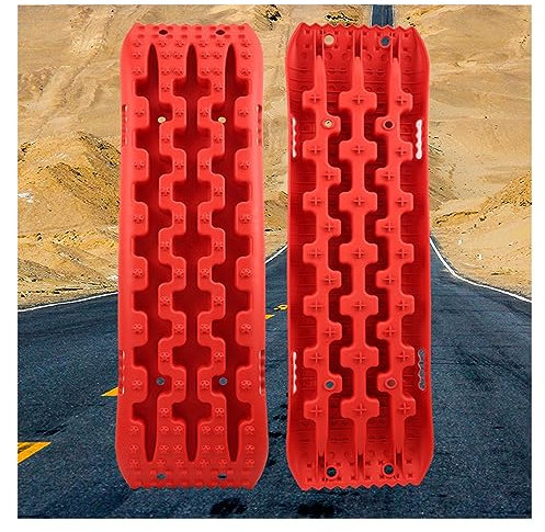 Auto-Recovery-Traktionsbretter, Offroad-Traktionsreifen, Leiter und Matte, Autoreifen-Traktionsketten für Offroad-Sand-Schnee-Schlammbahnen (Farbe: Rot, Größe: 41,1 x 11,2 Zoll - 2 Stück) (Rot 41,1