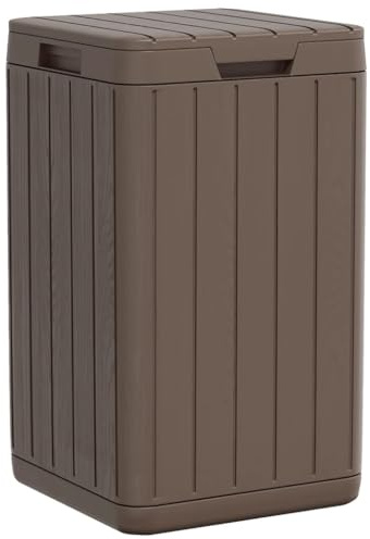 vidaXL Outdoor Mülltonne, Mülleimer mit Deckel, Müllbehälter Wetterfest UV-beständig, Abfallbehälter Abfalltonne für Park Garten, Braun 38x38x65cm PP