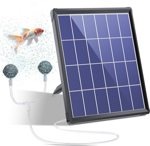 Biling Solar Pond Aerator with Battery Backup, Portable Design Solar Air Pump Pond Bubbler for Outdoor Fish Pond Stock Tank Aquarium