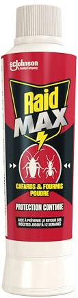 Raid Max Poudre Anti-Cafards et Anti-Fourmis - Protection Continue - Jusqu'à 12 Semaines d'Efficacité