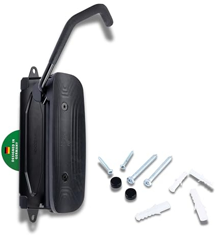 CONTEC Wandpräsenter smART, 30kg, aus Stahl und festen Kunststoff, inkl. Befestigungsmaterial, Fahrradhalter, inkl. Reifenstopper, 1 Stück, schwarz