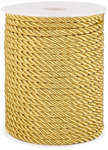 PH PandaHall Cordoncino Intrecciato Oro 32m x 5mm, Decorativo per Finestre, Papillon, Artigianato, Laurea, Onore, Cordoncini