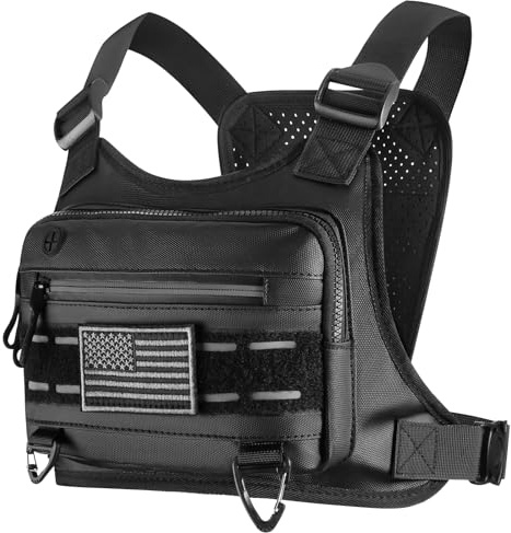 YZDD GOMIA Brusttasche für Damen und Herren, wasserabweisend, Laufweste, Taktische Brusttasche für Sport, Outdoor, Schwarz, Einheitsgröße