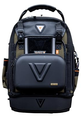 Velocity Progear Rogue 50 Tool Backpack, Heavy Duty Professional Tool Bag with 22 Pockets, Quick Release Magnetic Harness, YKK Interlocking Zips, and Water Resistant 900D Outer, Ranger Green