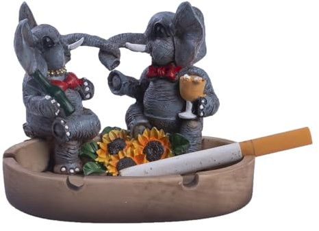 5.12'' Ash tray Elephants Ashtrays, Handmade Cool Resin Ashtrays for Cigarettes as Home Decoration, Outdoor Ashtray for Patio/Garden/Balcony