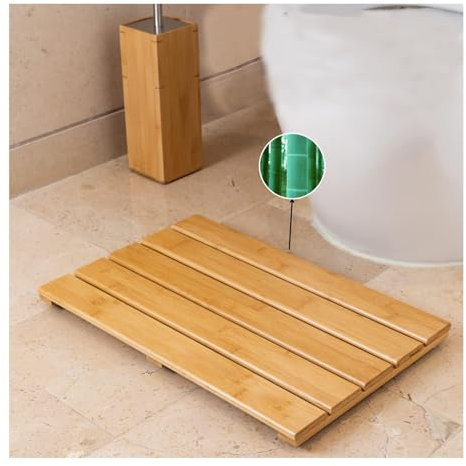 QWEASDF Holzmatte badezimmerholzmatte Balkon，Duschmatten，Teak Duschmatte rutschfeste Badematte Luxus Spa Matte Holzmatte für Badewanne，für Spa zu Hause Oder im Freien(W75xL80cm/W30xL31in)