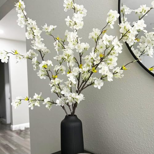 3 Pezzi Fiori Artificiali di Ciliegio Rami Bianco Fiori Finti 100cm Lungo Fiori di Ciliegio Rami di Pesco Decorativi Fiori Artificiali Fiori Finti Decorazione per Casa Vaso Bouquet da Sposa Partito