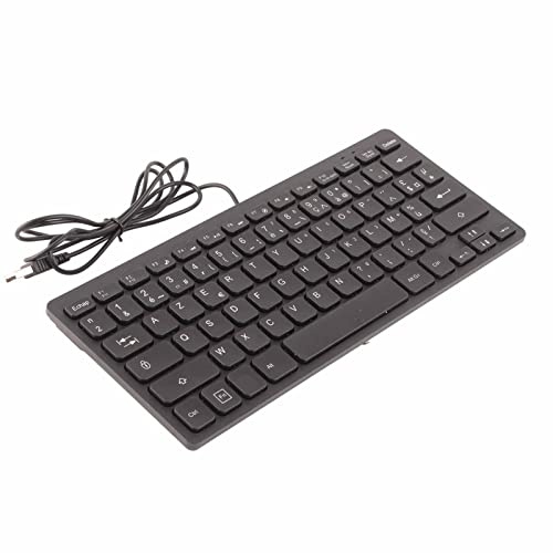Akozon Clavier 78 Touches Muet Ultra Fin Filaire Mini Interface USB Ordinateur de Bureau Petite Langue Clavier Russe (Français)