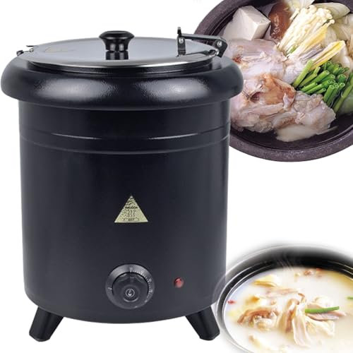 GLJTUO Calentador De Sopa para Restaurante Comercial De 400 W, Olla para Sopa Tipo Buffet, con Olla Interior De Acero Inoxidable De 10 litros, Temperatura Controlada A 30-8,