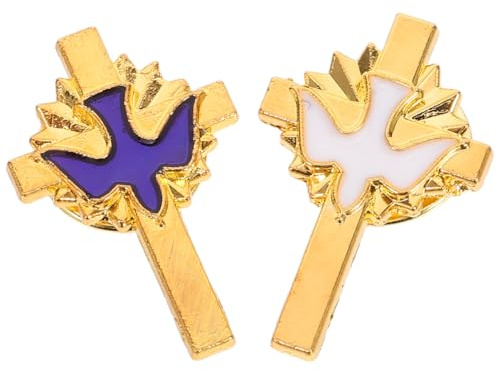 iplusmile Friedens-Tauben Brosche 2Er Set Kreuz Anstecknadel Für Erste Kommunion Taufe Party Dekoration Religiöser Pin Damen Accessoire