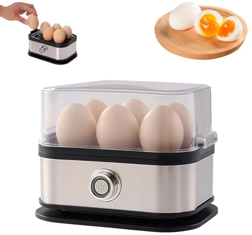 Egg Boiler Electric Automatic Off Stainless Steel Egg Cooker With Time Setting, Multi 2-In-1 Electric Steamer For Hard/Soft/Medium Boiled 6 Eggs (1 PC)